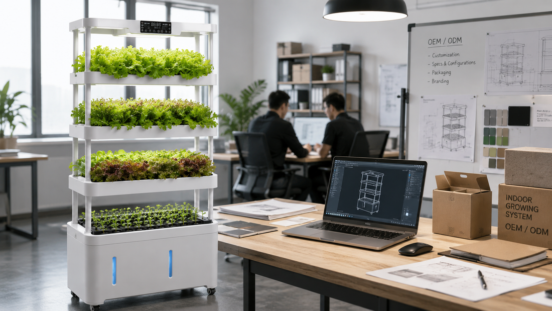 OEM and ODM hydroponic growing system planning in a commercial product development workspace