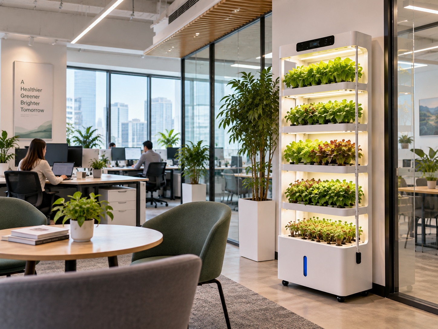 Rensui indoor growing system in a modern office and workplace environment