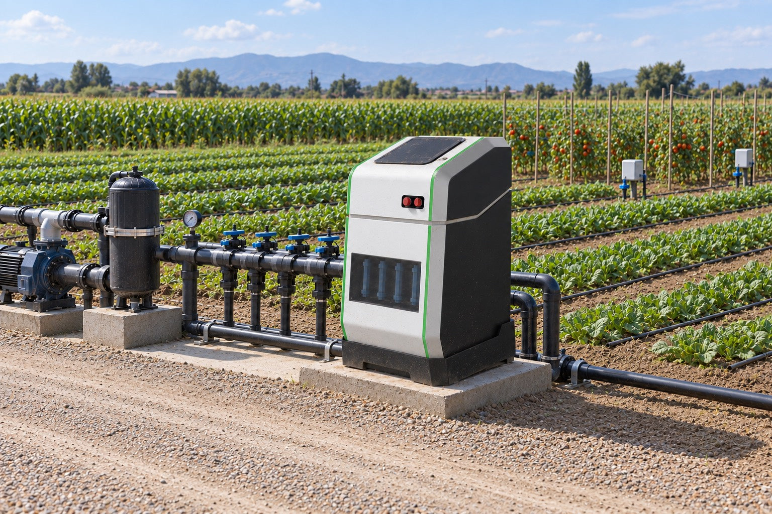 Smart irrigation and fertigation control system for open-field agriculture