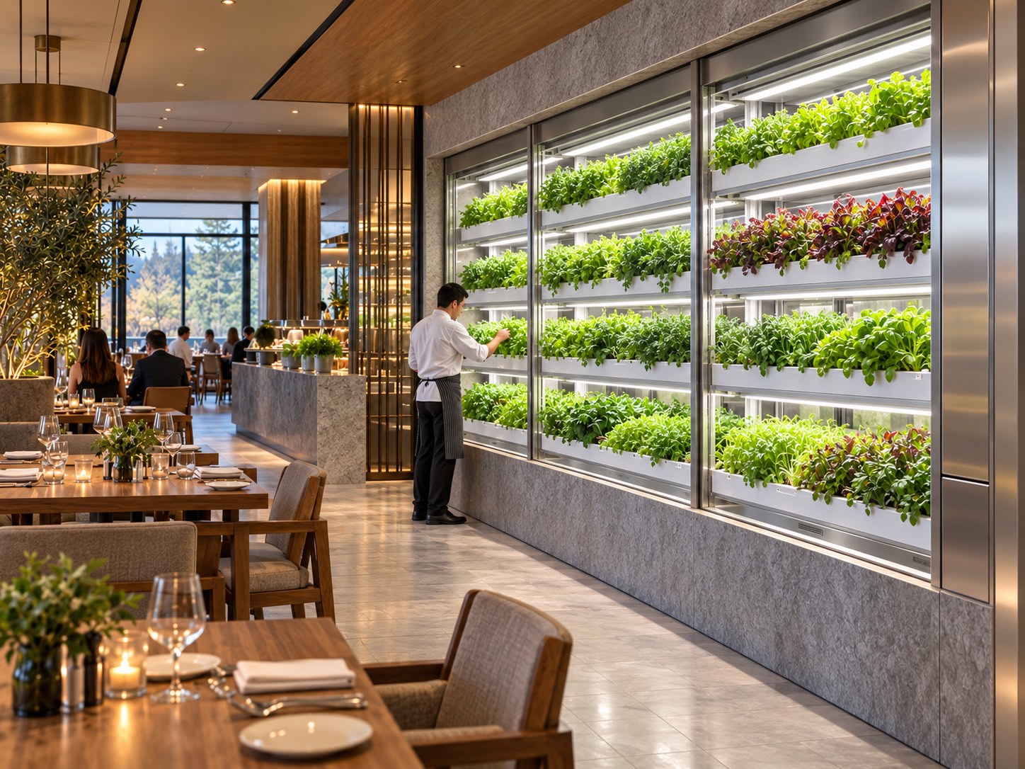 Plant factory growing system for hospitality environments